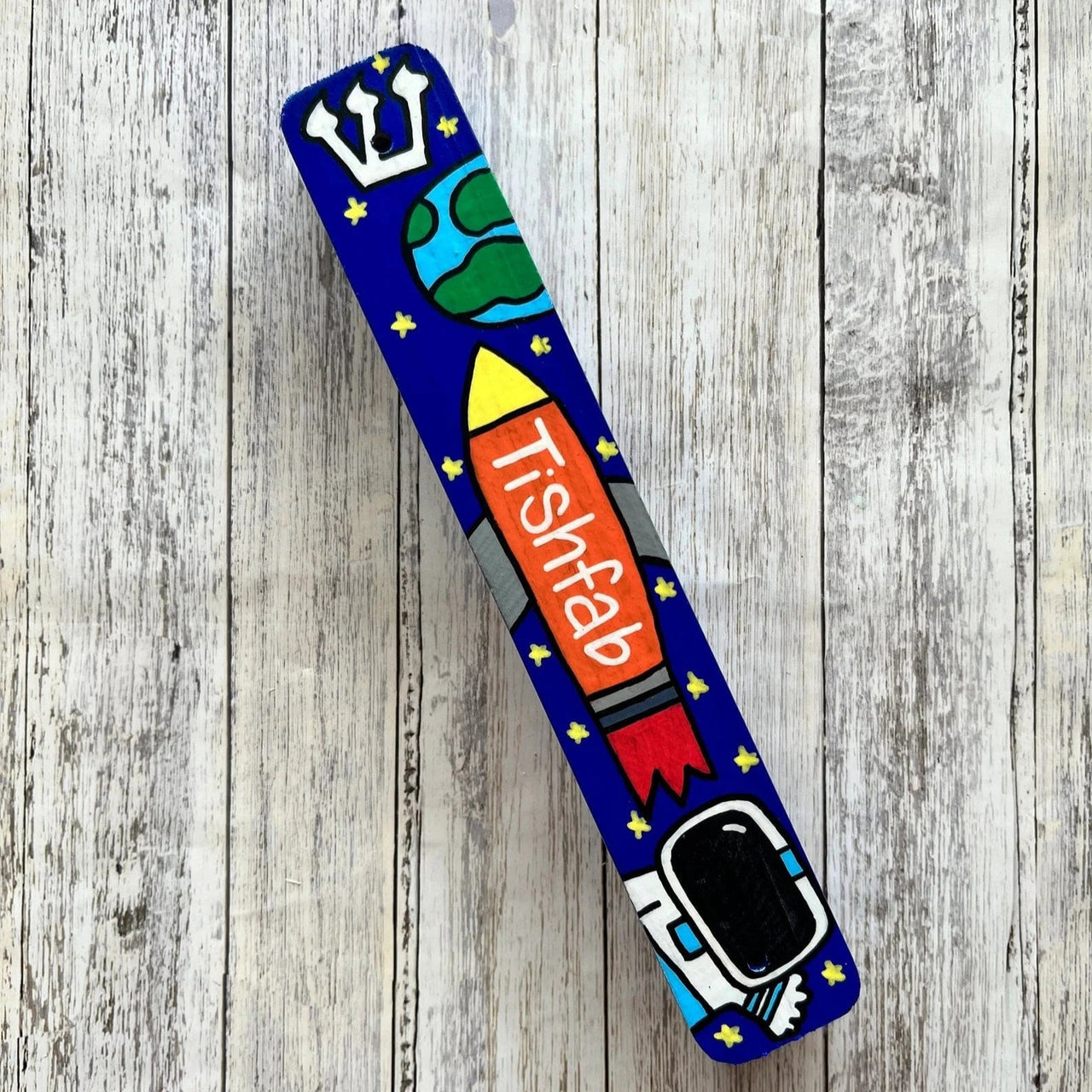 Lea Joelle Handmade Mezuzahs Personalized Astronaut Mezuzah - Cobalt Blue