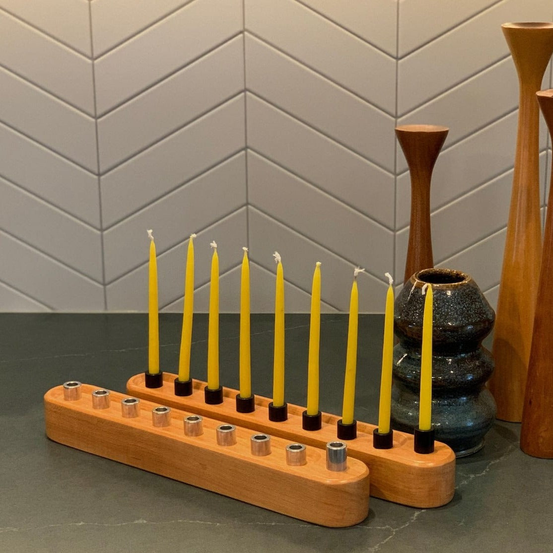 The Knotty Dane Menorahs Rounded Wooden Menorah - Choice of Wood