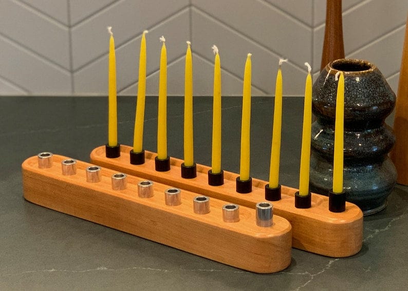 The Knotty Dane Menorahs Rounded Wooden Menorah - Choice of Wood