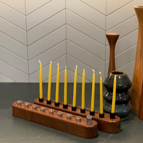 The Knotty Dane Menorahs Rounded Wooden Menorah - Choice of Wood