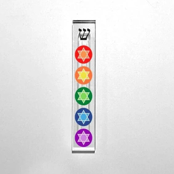 Florida-Funshine Mezuzahs Acrylic Star of David Rainbow Mezuzah