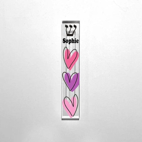 Florida-Funshine Mezuzahs Personalized Acrylic Hearts Mezuzah