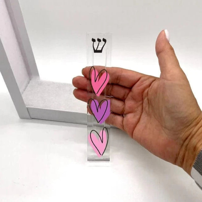Florida-Funshine Mezuzahs Personalized Acrylic Hearts Mezuzah