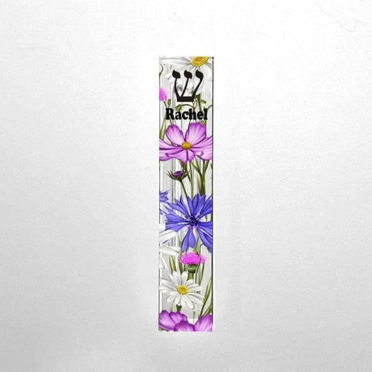 Personalized Purple Acrylic Wildflower Mezuzah