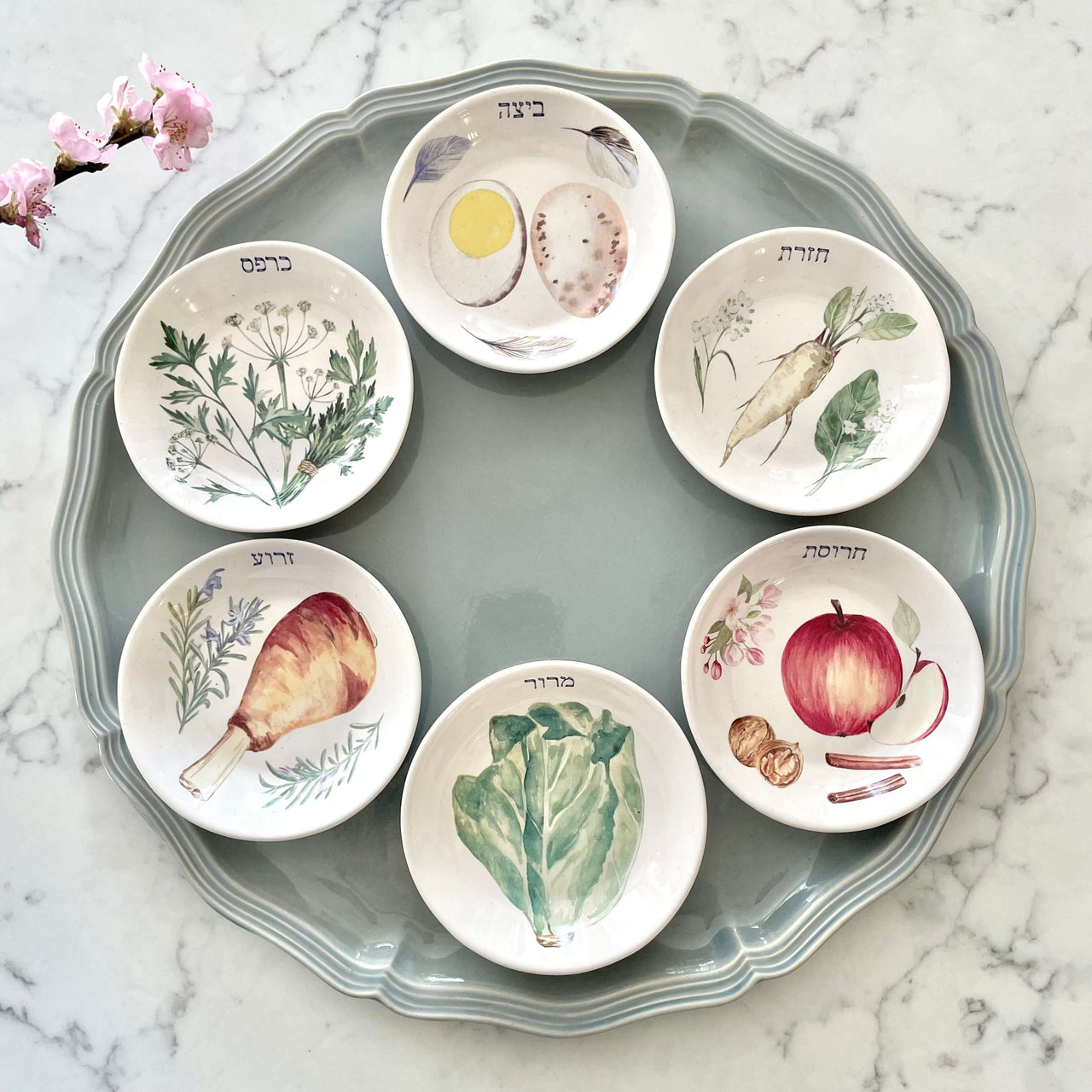 Nina Keramik Seder Plates Handmade Ceramic Illustrated Seder Plate by Nina Keramik