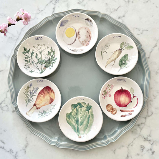 Handmade Ceramic Illustrated Seder Plate by Nina Keramik