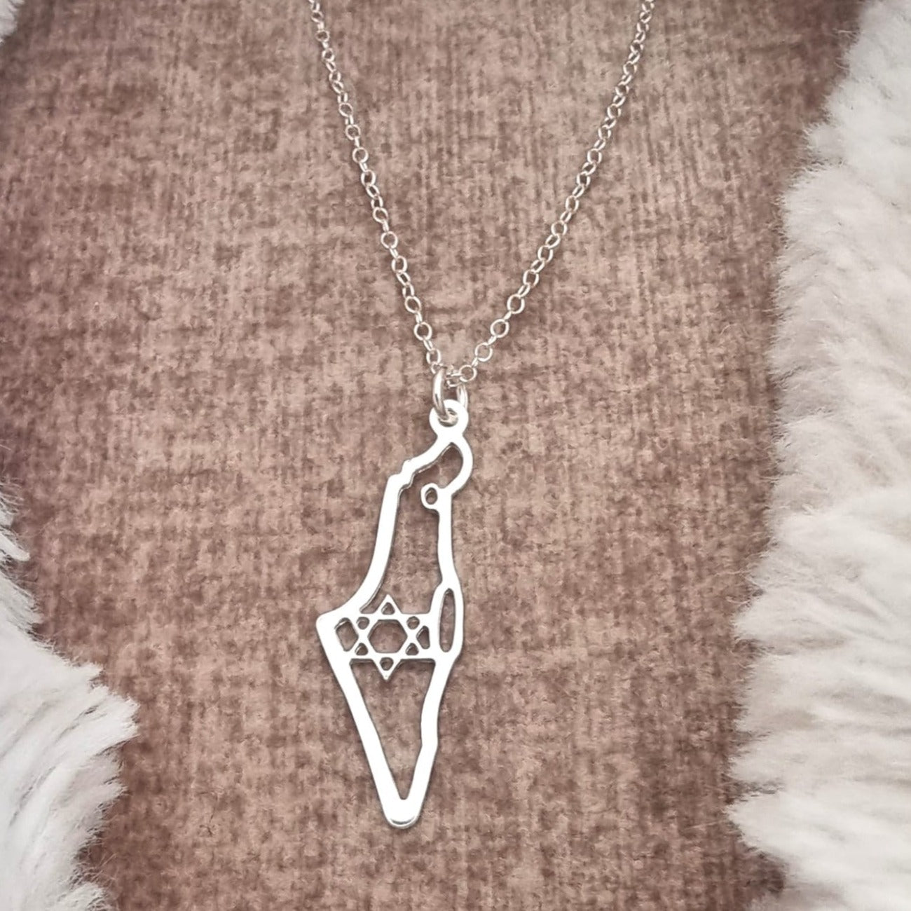 Banana Menorah Necklaces Sterling Silver / 18" Star of David Israel Necklace - Sterling Silver
