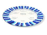 Shevi B Glass Creations Seder Plates Fused Glass Seder Plate - Blue Sticks