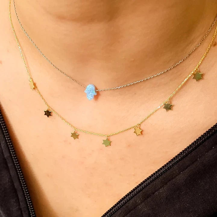 Alef Bet Necklaces Blue Opal Blue Opal Hamsa Necklace