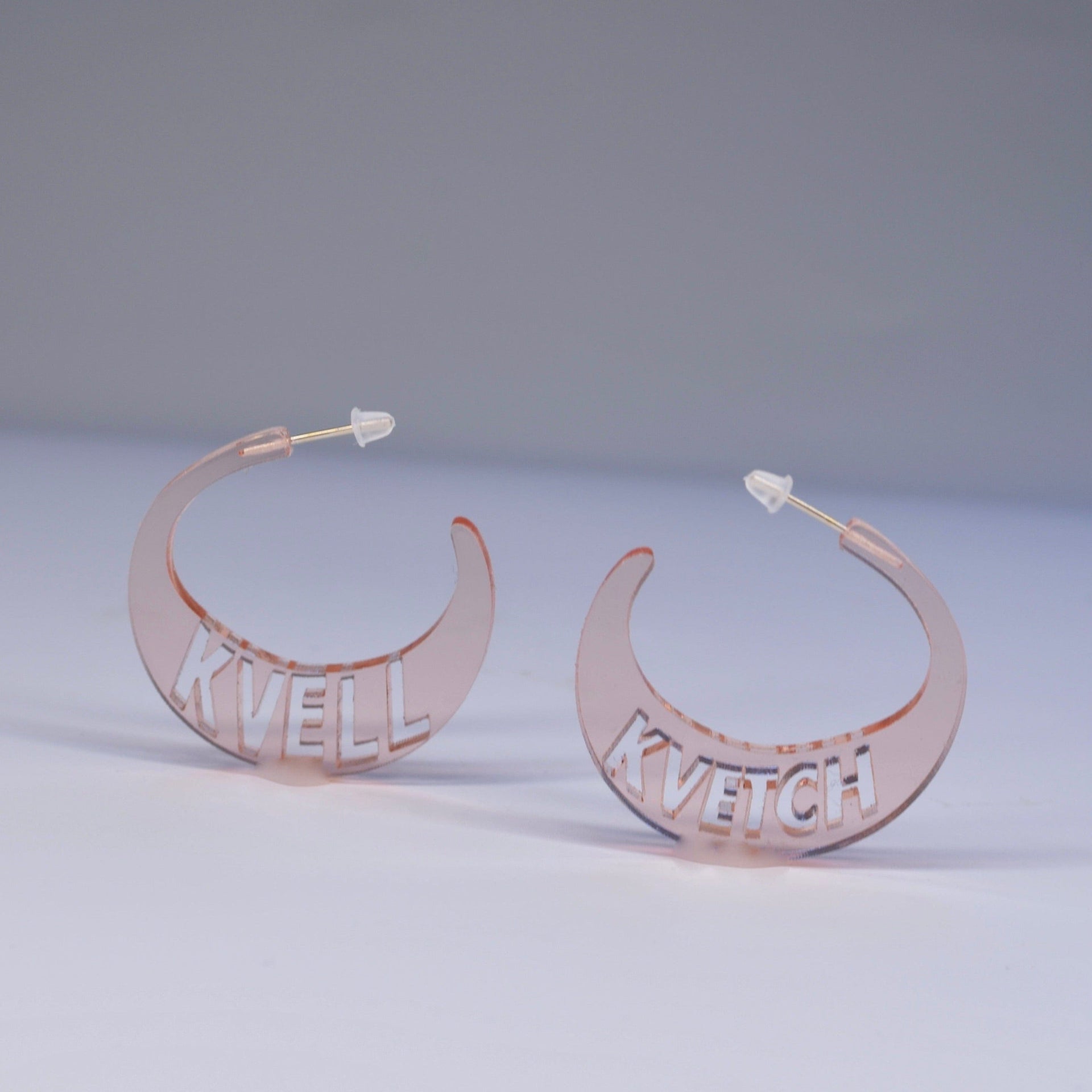 Dear Elaan Earrings Kvetch and Kvell Hoop Earrings - Transparent Rose Gold