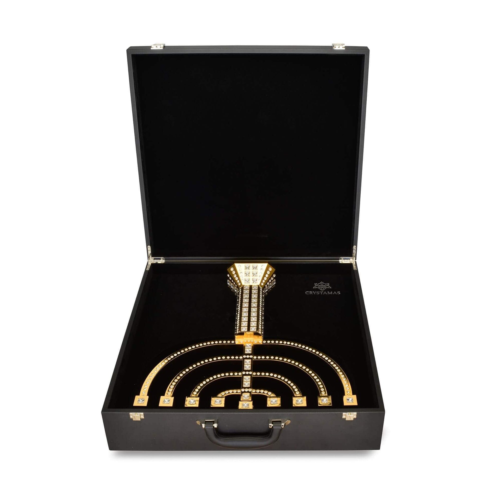 Crystamas Menorahs 24k Gold-Plated and Austrian Crystal Menorah by Crystamas