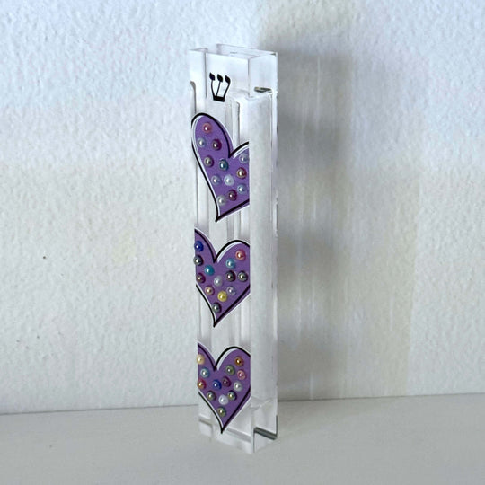 Purple Hearts Embellished Mezuzah