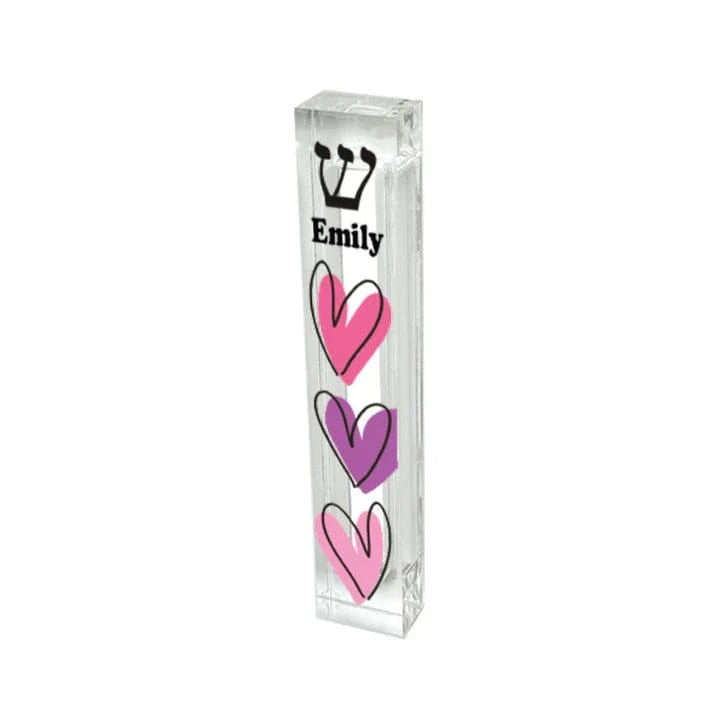 Florida-Funshine Mezuzahs Personalized Acrylic Hearts Mezuzah