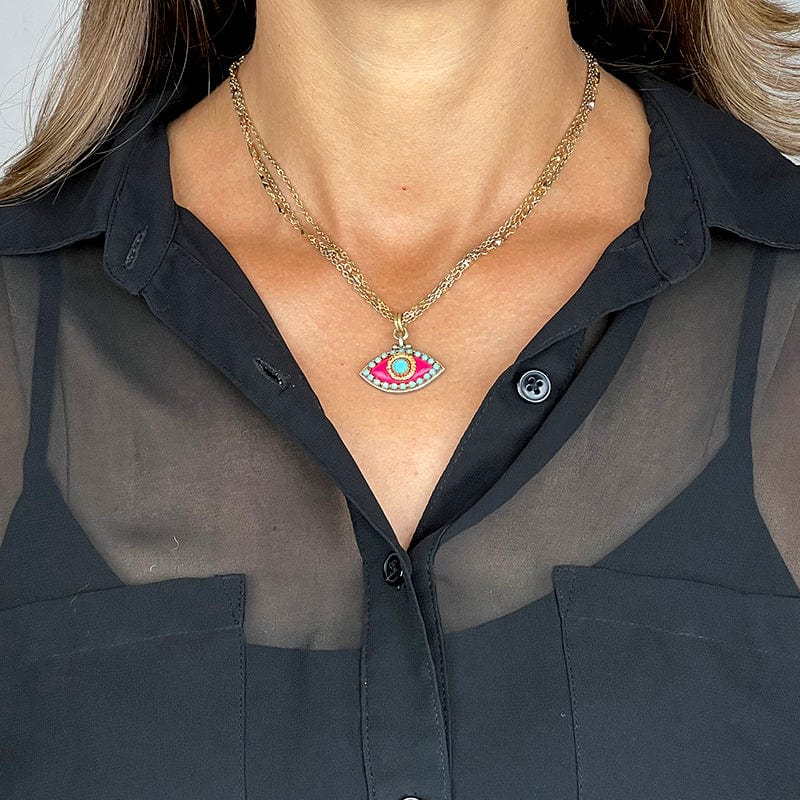 Michal Golan Necklaces Pink and Turquoise Evil Eye Necklace by Michal Golan