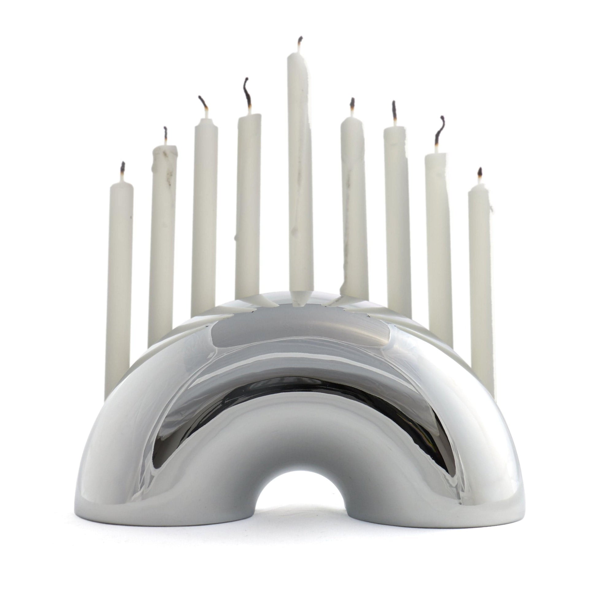 Modern Mensch Menorahs Chrome Nosh Menorah - Chrome