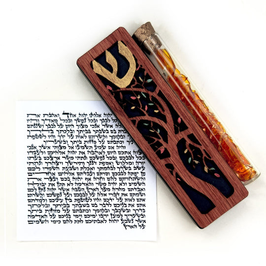 Tree of Life Wedding Glass Mezuzah by Glenn Grubard