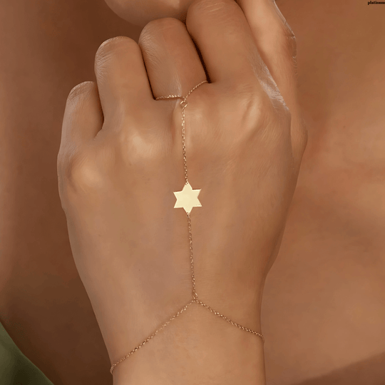 Star of David Ring Bracelet by Miriam Merenfeld - (Gold-Plated or Sterling Silver)