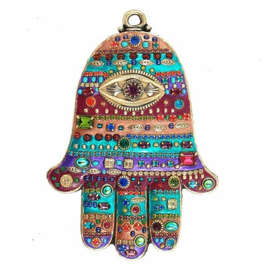 Swarovski Crystals Rainbow Wall Hamsa by Michal Golan