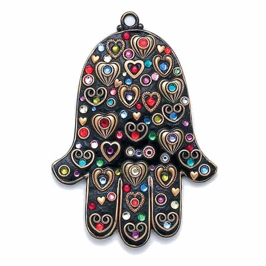 Black Heart Wall Hamsa by Michal Golan