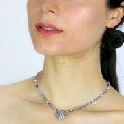 Michal Golan Necklaces Light Blue Star of David Circle Necklace by Michal Golan