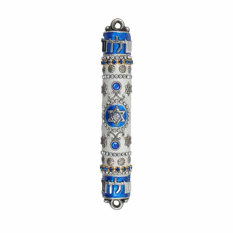 Michal Golan Mezuzahs Michal Golan Handmade Blue and White Mezuzah