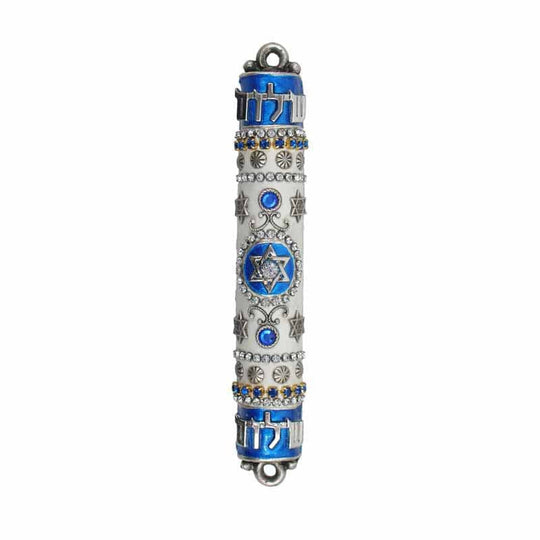 Michal Golan Handmade Blue and White Mezuzah