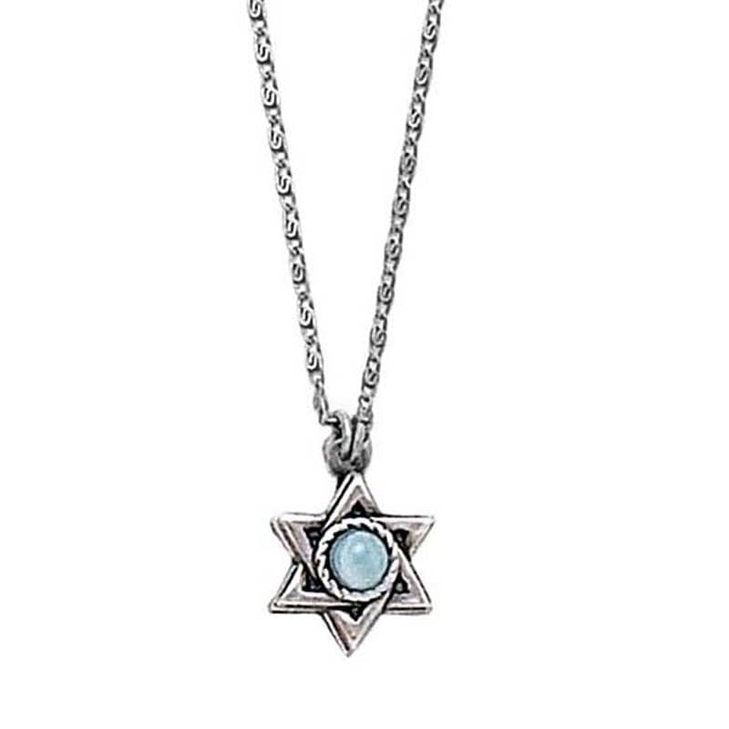 Michal Golan Necklaces Light Blue and Silver Star of David Necklace by Michal Golan