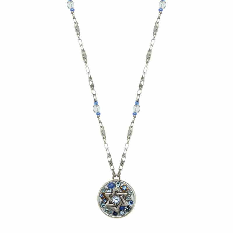 Michal Golan Necklaces Silver and Blue Star of David Necklace by Michal Golan
