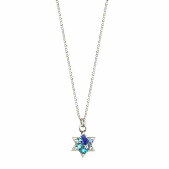 Small Blue Crystal Star of David Necklace by Michal Golan