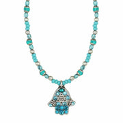 Michal Golan Necklaces Blue and Silver Star of David Hamsa Necklace by Michal Golan