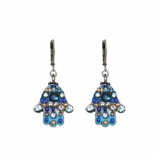 Blue Multi-Bright Hamsa Earrings by Michal Golan