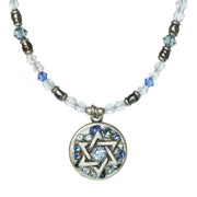 Michal Golan Necklaces Light Blue Star of David Circle Necklace by Michal Golan