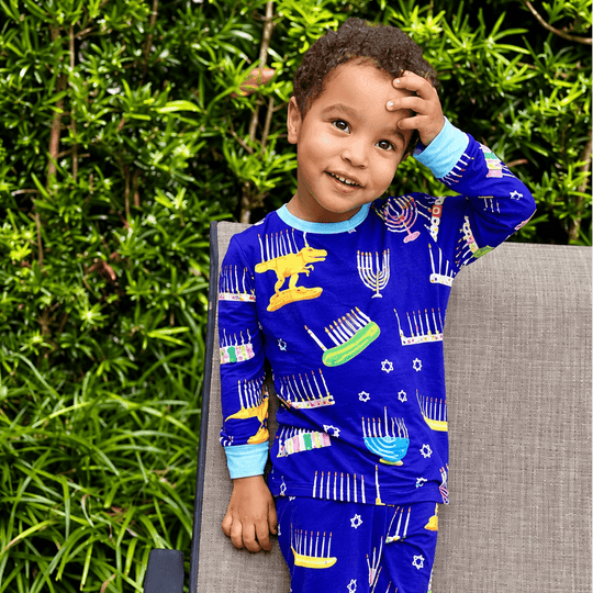 Hanukkah Many Menorahs Bamboo Pajamas - (Kids Unisex Sizes 2T - 14)