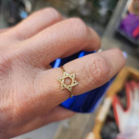 Star of David Diamond Ring - 14k Yellow, White or Rose Gold