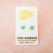 Sarah Day Arts Earrings Mini Magen David Stud Earrings - Aqua