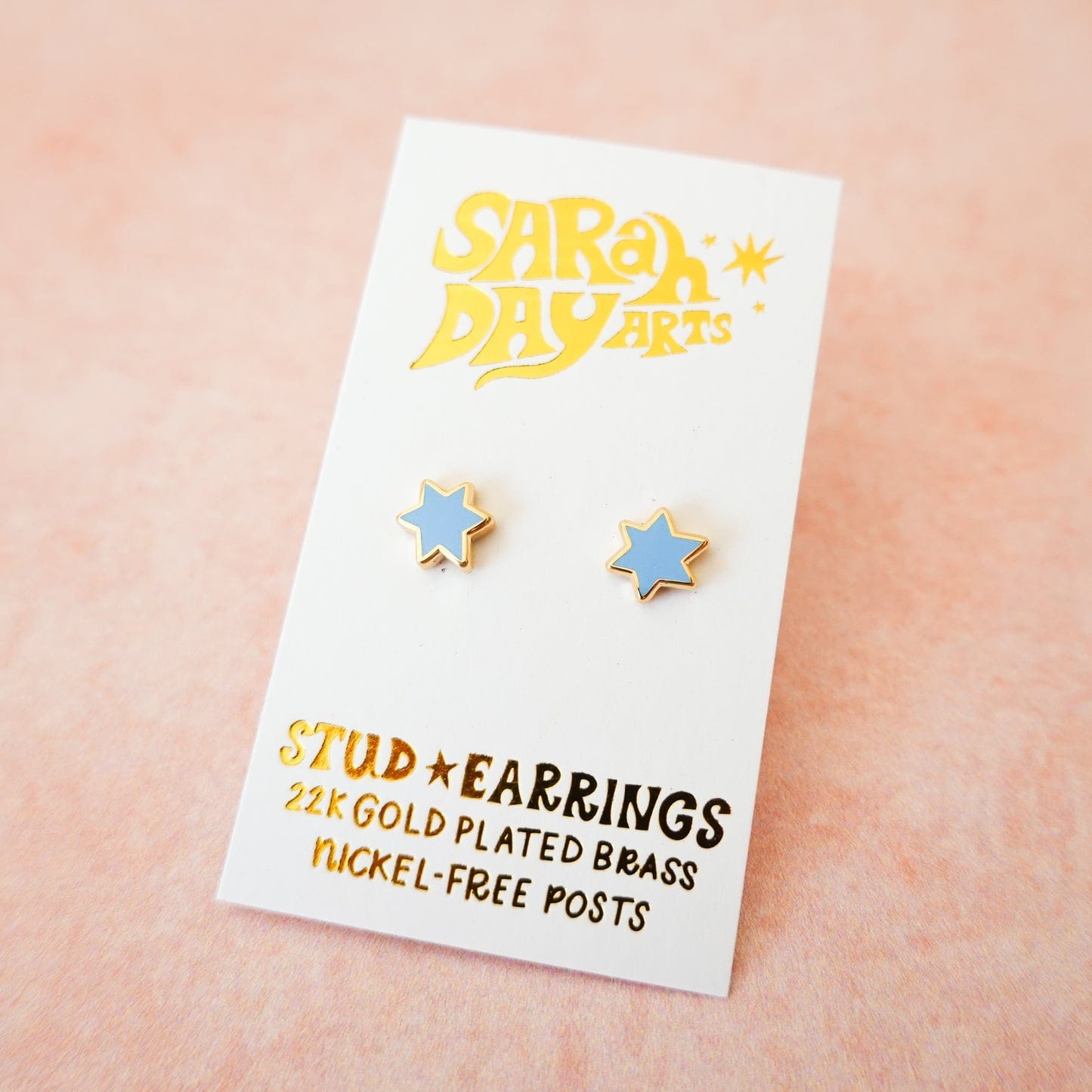 Sarah Day Arts Earrings Mini Magen David Stud Earrings - Sky Blue