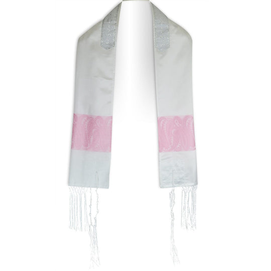White and Pink Paisley Tallis