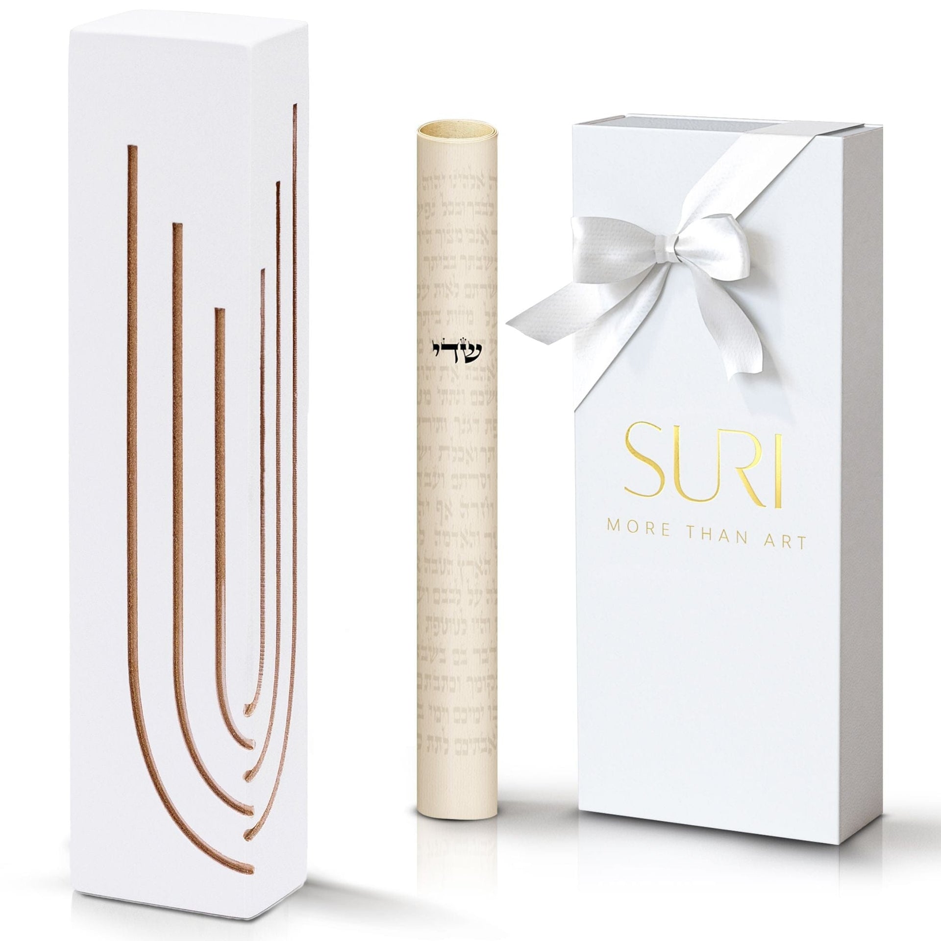 SURI Mezuzahs White Concrete Glam Mezuzah Case