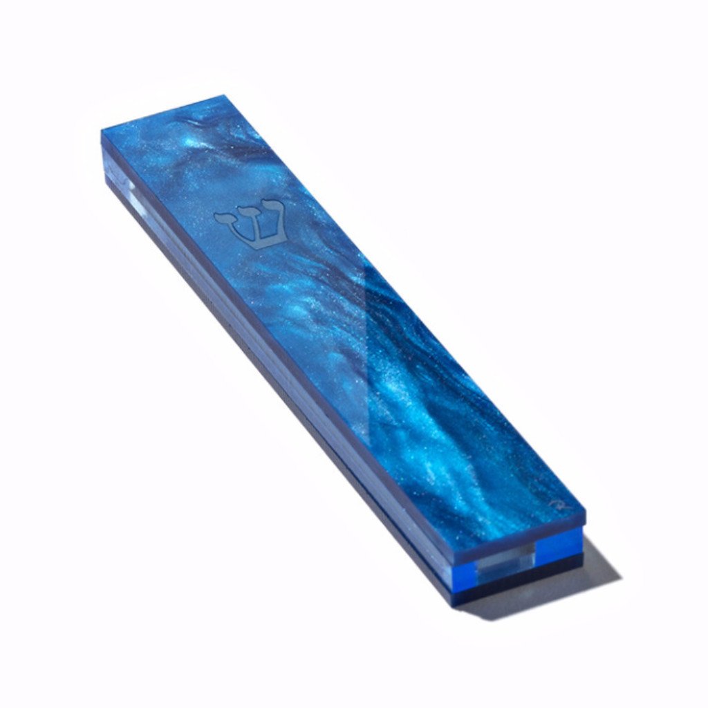 Impression Judaica Mezuzah Blueberry Swirl "Design A" Acrylic Glitter Mezuzah - (Choice of Colors)