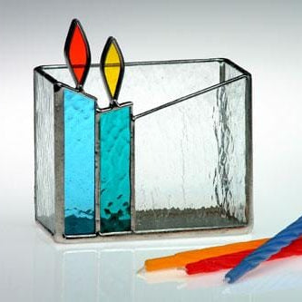 Handmade Glass Hanukkah or Shabbat Candle Box