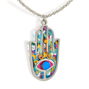 Seeka Necklaces Blue Seeka Handpainted Colorful Hamsa Necklace