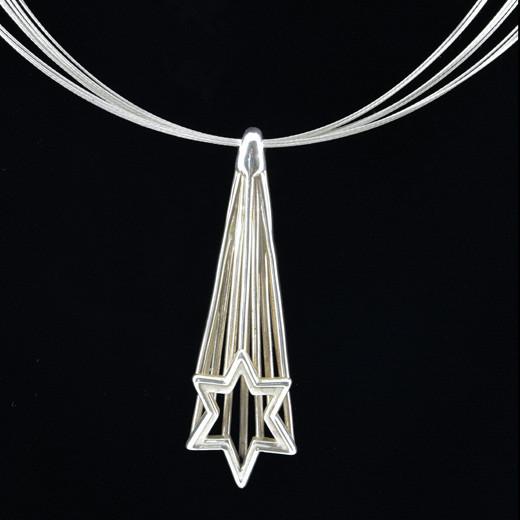 Shooting Star of David Sterling Silver Necklace