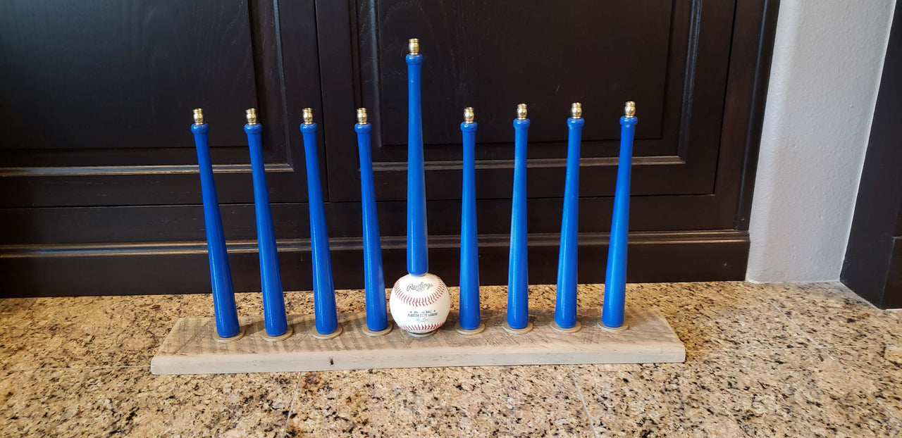 Baseballidays Menorahs Default Colored Bat Baseball Menorah