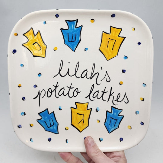 Personalized Potato Latkes Hanukkah Plate With First Name