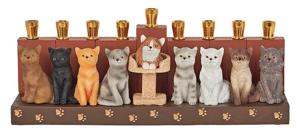 Zion Judaica Menorahs Ceramic Cat Menorah