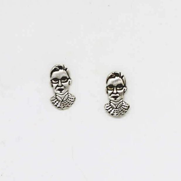 Chocolate and Steel Earrings Sterling Silver Ruth Bader Ginsburg RBG Stud Earrings - Sterling Silver or Gold