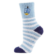 MeMoi Socks Blue / One Size Striped Dreidel Embroidery Cozy Socks