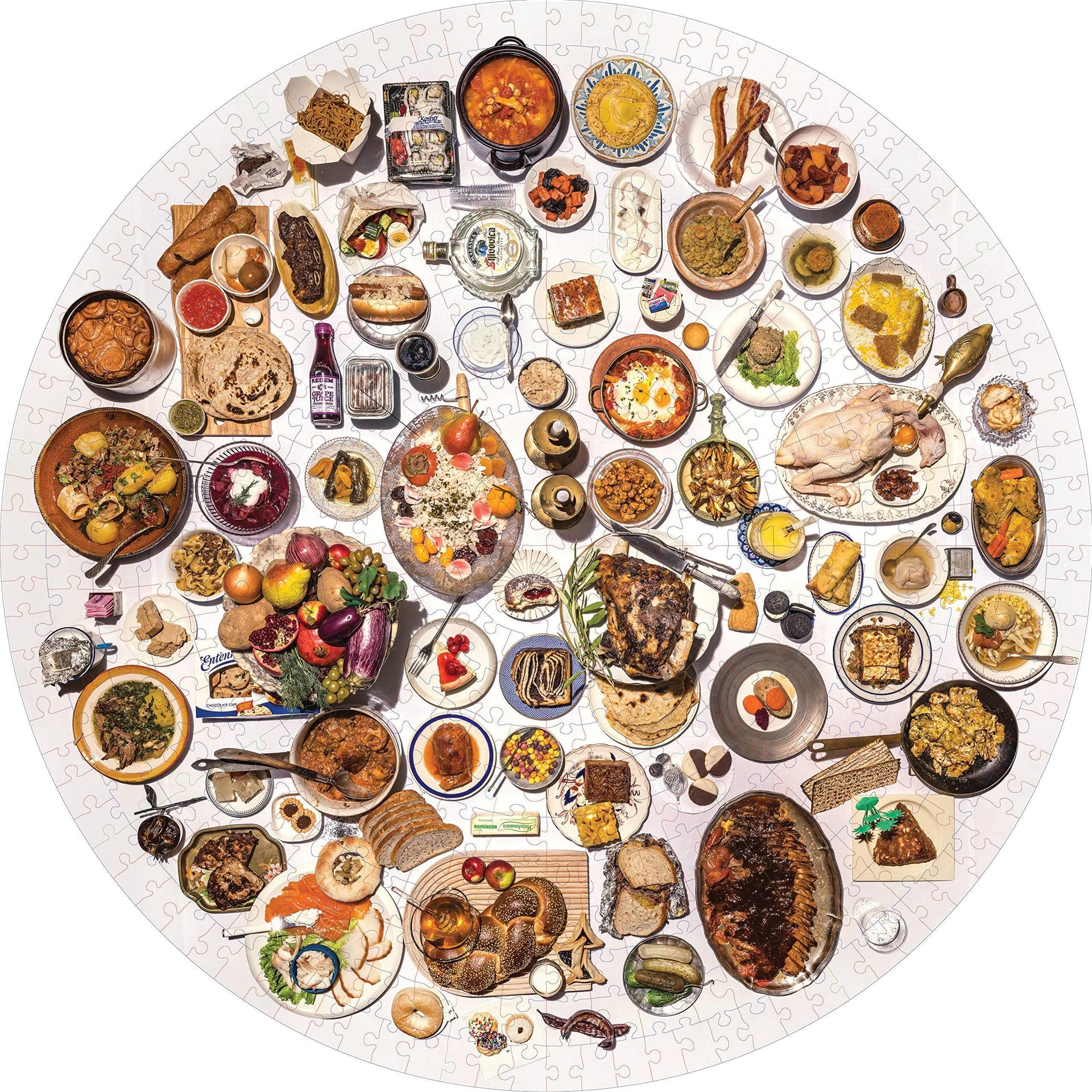 Artisan Puzzles The 100 Most Jewish Foods: 500-Piece Circular Puzzle