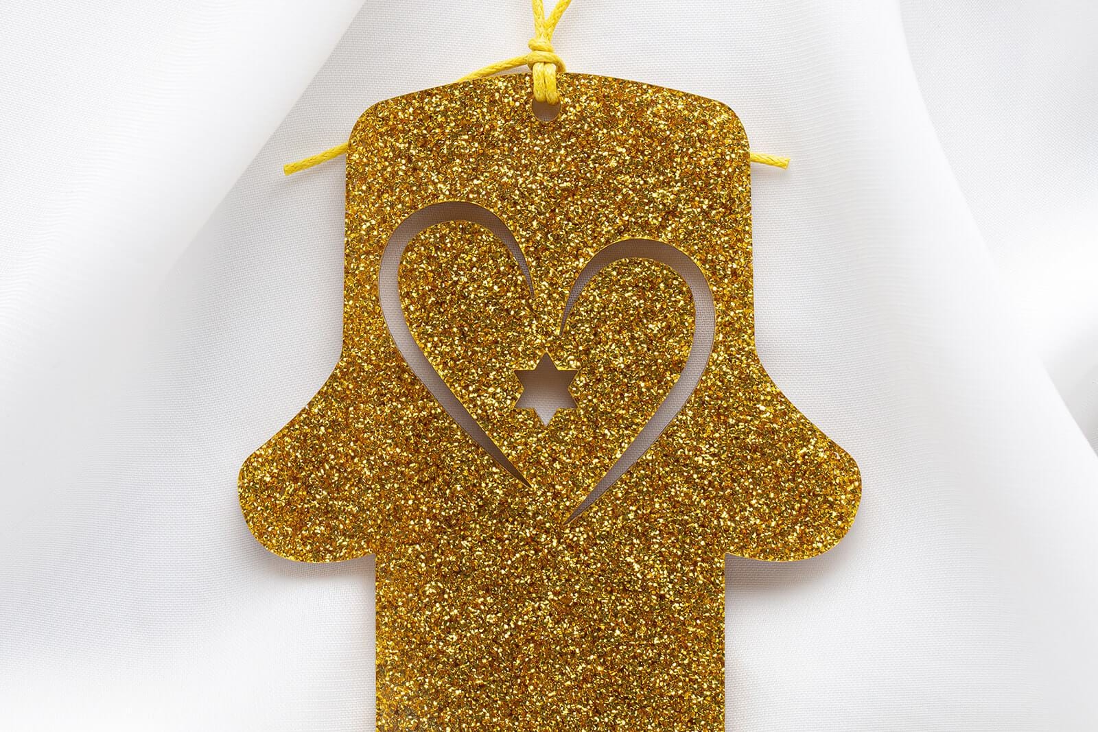Ariel Tidhar Wall Hamsas Gold Petite Wall Hamsa with Heart - Gold Glitter