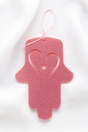 Ariel Tidhar Wall Hamsas Pink Petite Wall Hamsa with Heart - Pink Glitter